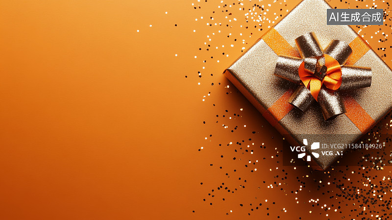 【AI数字艺术】金色礼盒与闪亮装饰图片素材
