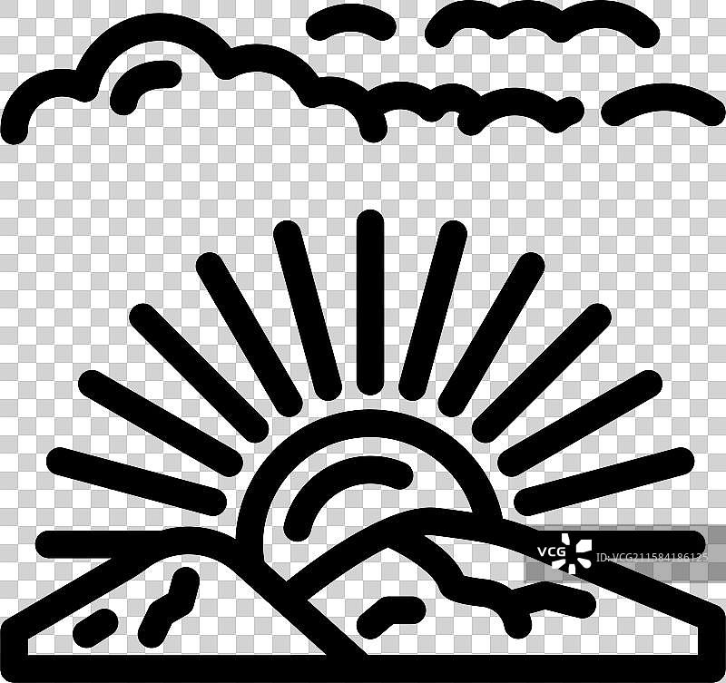 慢生活的日出线条图标图片素材