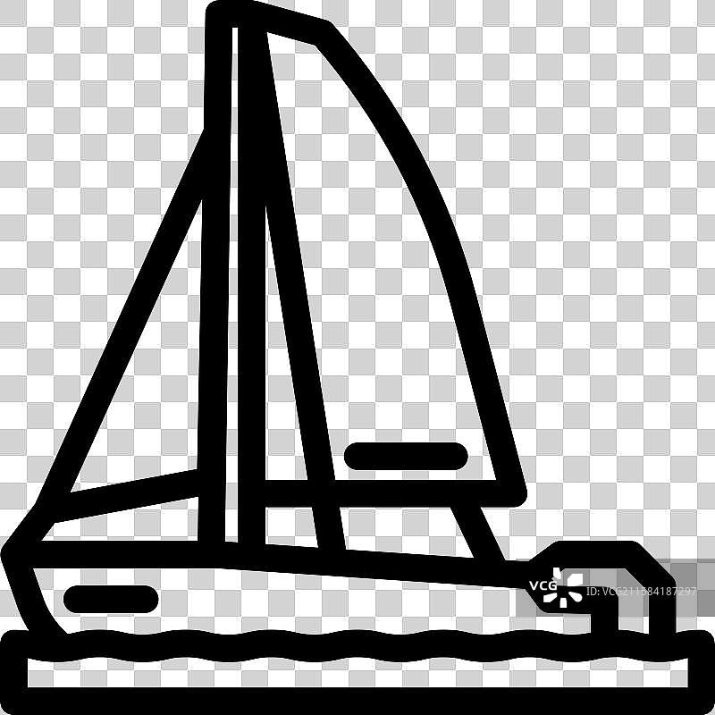 现代帆船运动的龙骨船线条图标图片素材