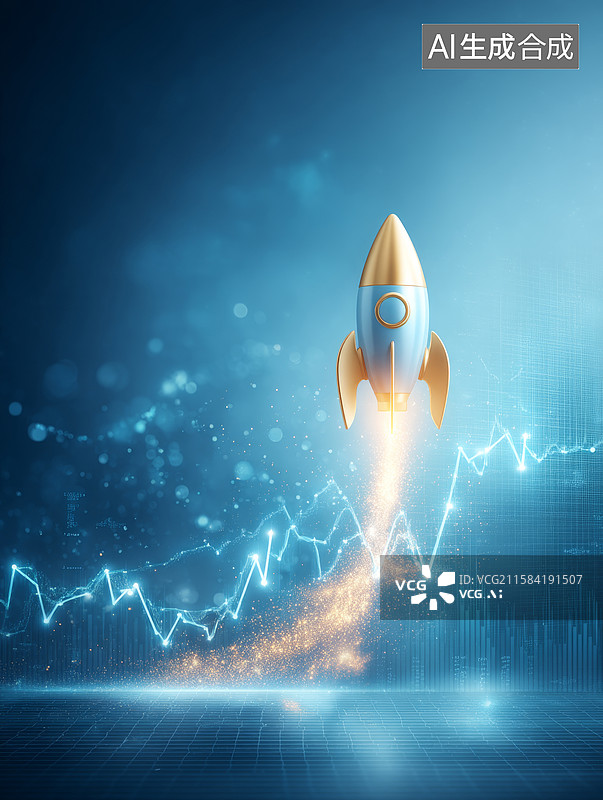 【AI数字艺术】火箭腾飞数据图图片素材