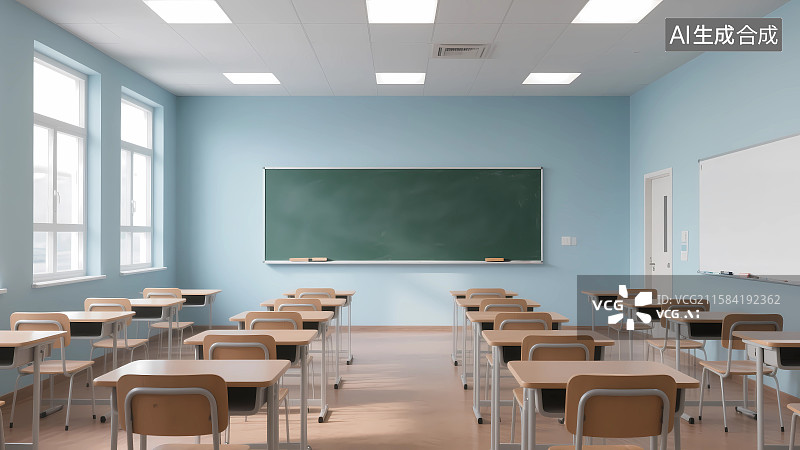 【AI数字艺术】宽敞明亮的教室空间图片素材