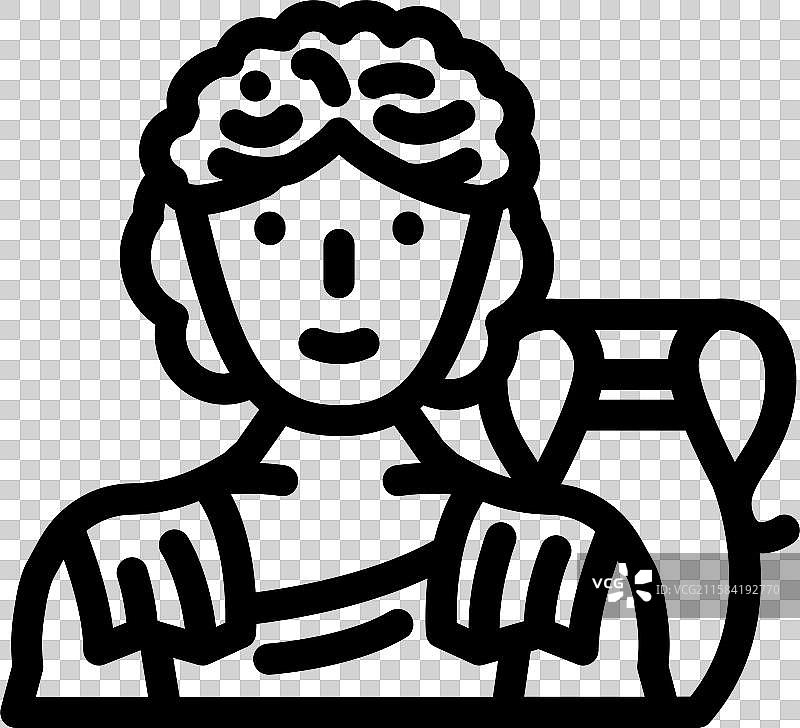 古希腊神祇狄俄尼索斯的古典线条图标图片素材