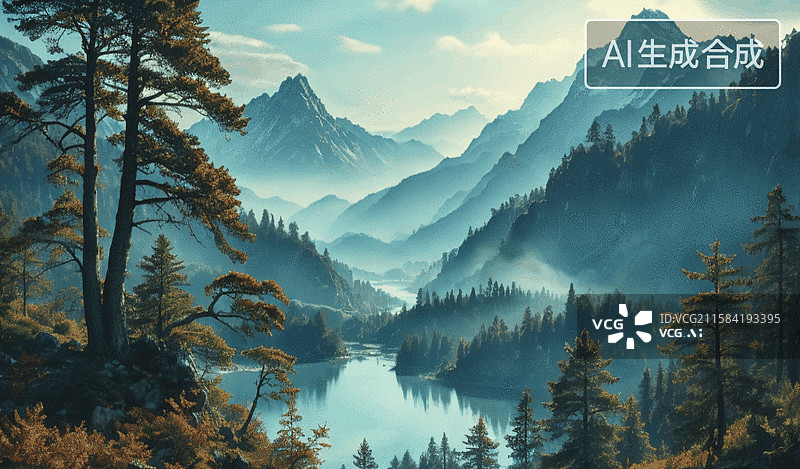 【AI数字艺术】山水静谧风光图片素材