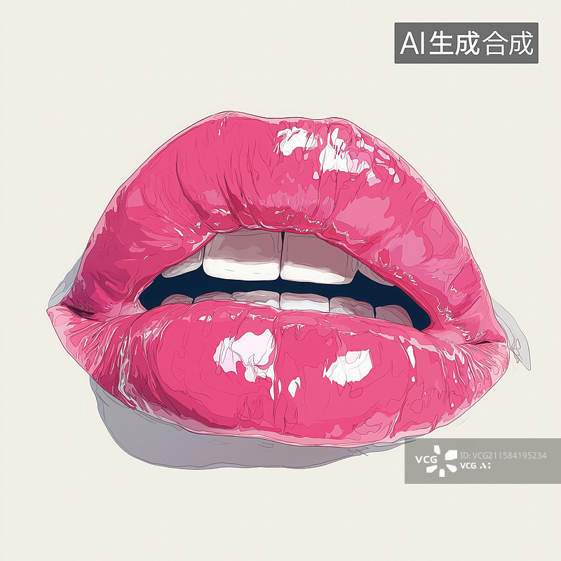 【AI数字艺术】嘴唇元素特写图片素材