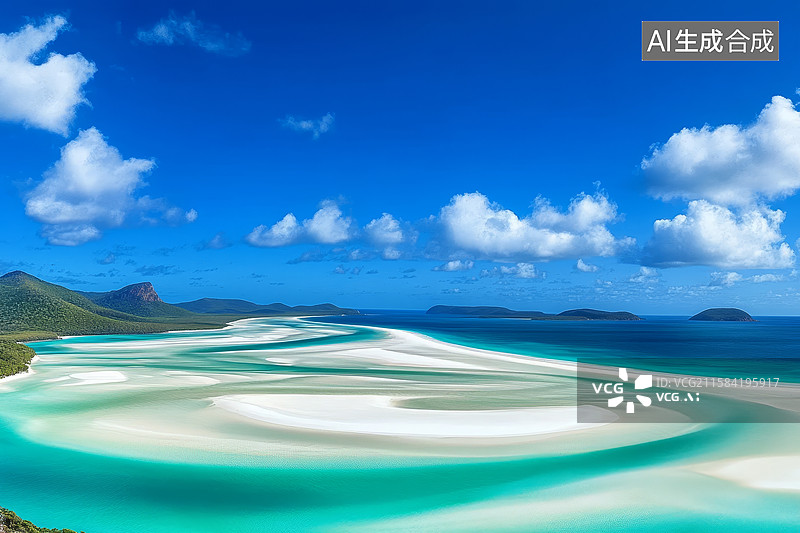 【AI数字艺术】热带海滩的壮丽景观图片素材
