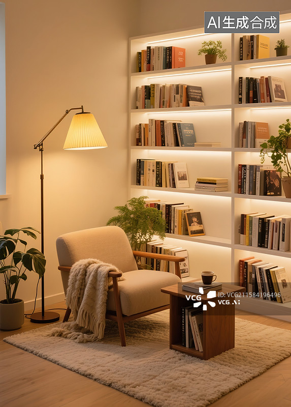 【AI数字艺术】暖隅读静图片素材