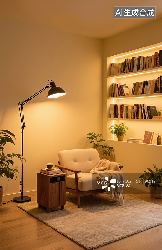 【AI数字艺术】暖隅读静图片素材