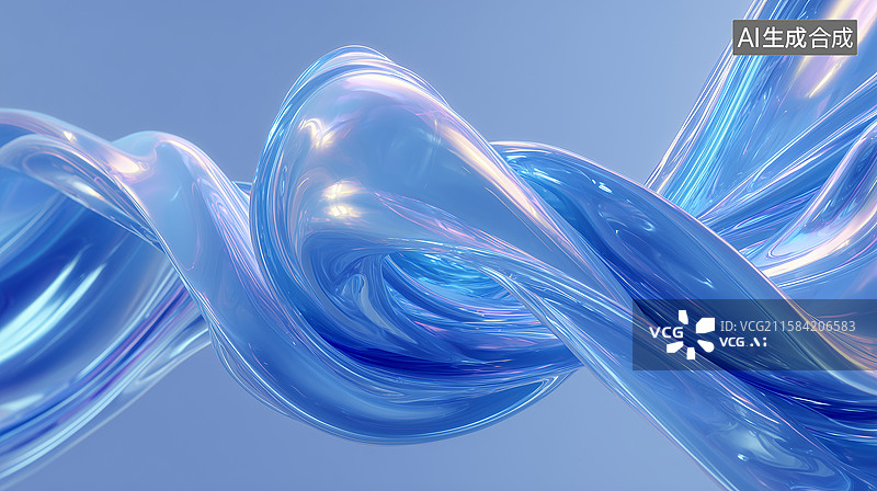 【AI数字艺术】液态玻璃丝带设计图片素材