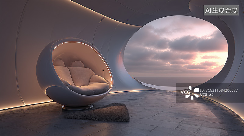 【AI数字艺术】太空舱灵感室内设计图片素材