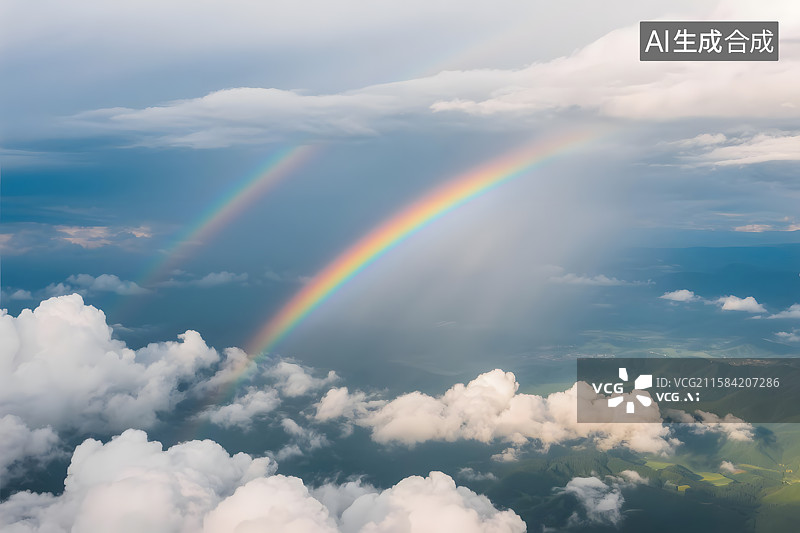 【AI数字艺术】天空云端的彩虹图片素材