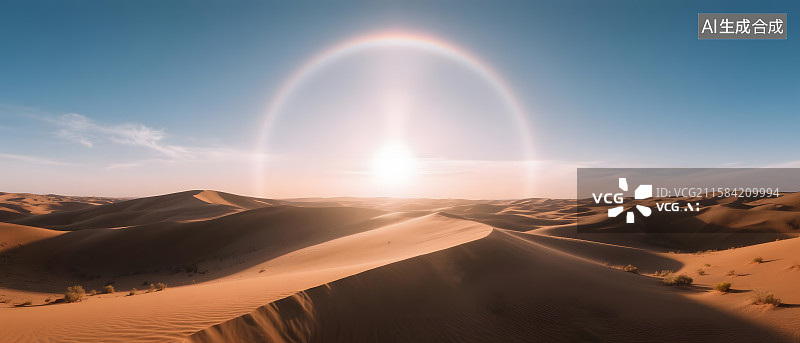 【AI数字艺术】沙漠中的幻日奇观图片素材