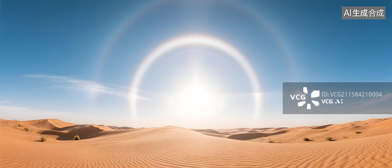 【AI数字艺术】沙漠中的幻日奇观图片素材