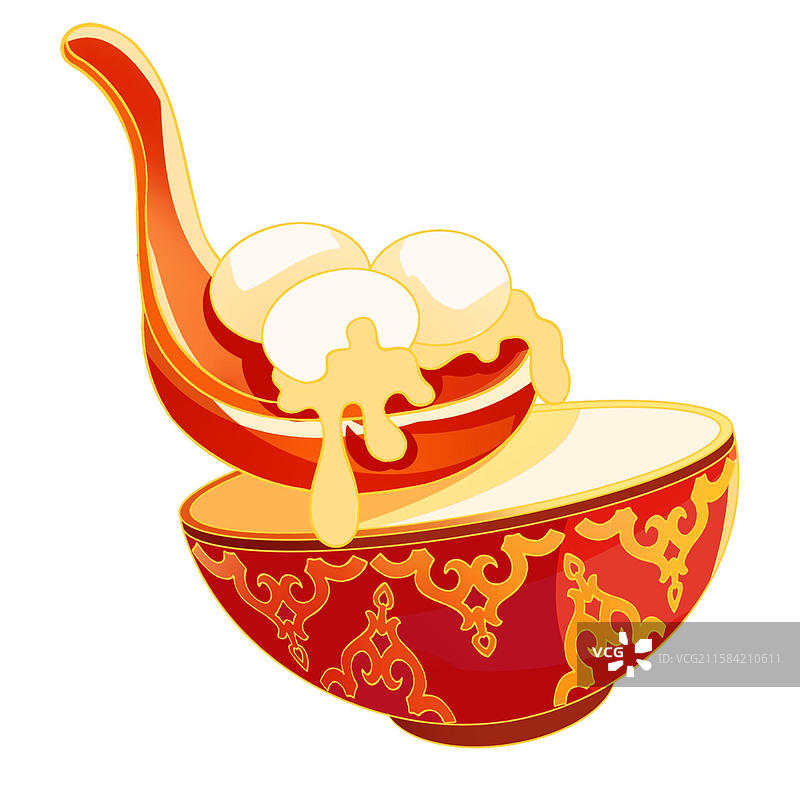 新年插画元素  元宵 汤圆 碗图片素材
