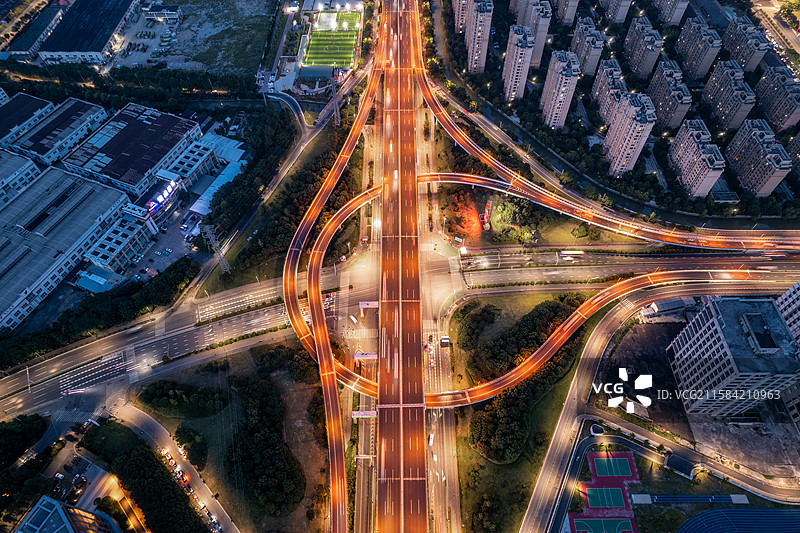 宁波庄桥立交姚江江北夜景航拍图片素材