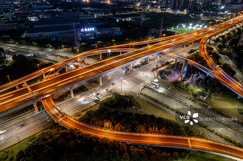 宁波庄桥立交姚江江北夜景航拍图片素材