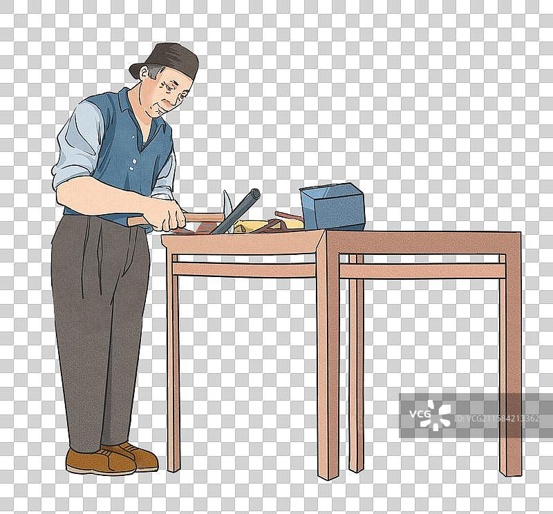 工作中的老手艺人图片素材