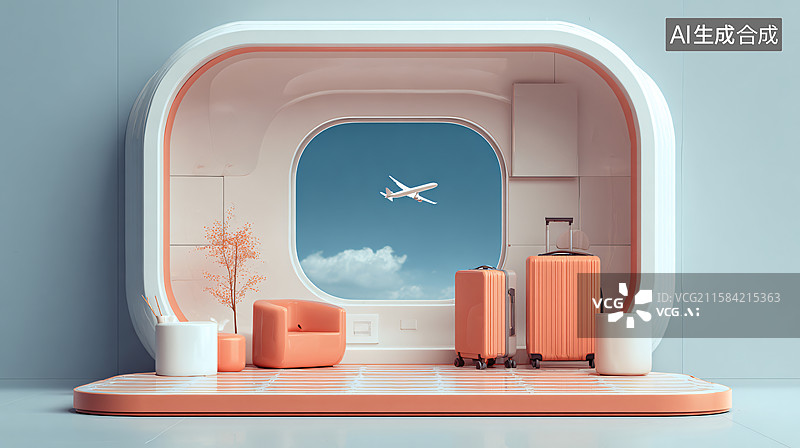 【AI数字艺术】旅行主题 3D 手机场景图片素材