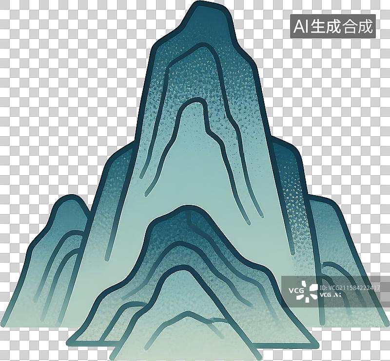 【AI数字艺术】扁平风格国潮风山石插画素材图片素材