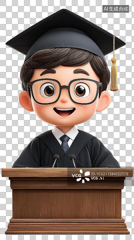 【AI数字艺术】卡通校长在进行毕业发言图片素材
