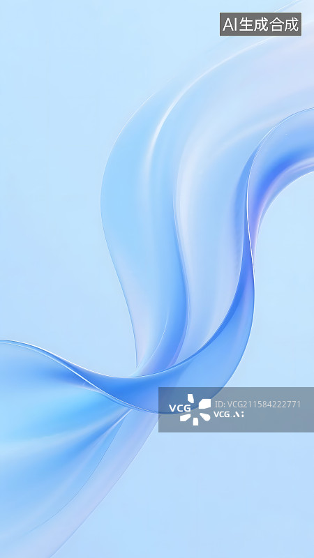 【AI数字艺术】互联网蓝色科技感流动波浪几何体简约竖版背景图片素材