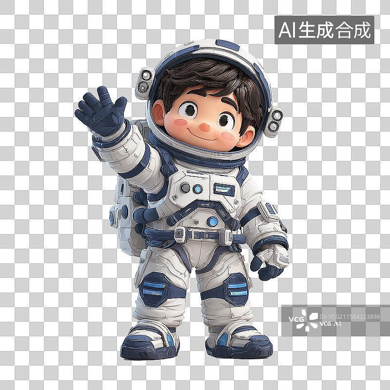 【AI数字艺术】穿着宇航服的宇航员出征挥手图片素材
