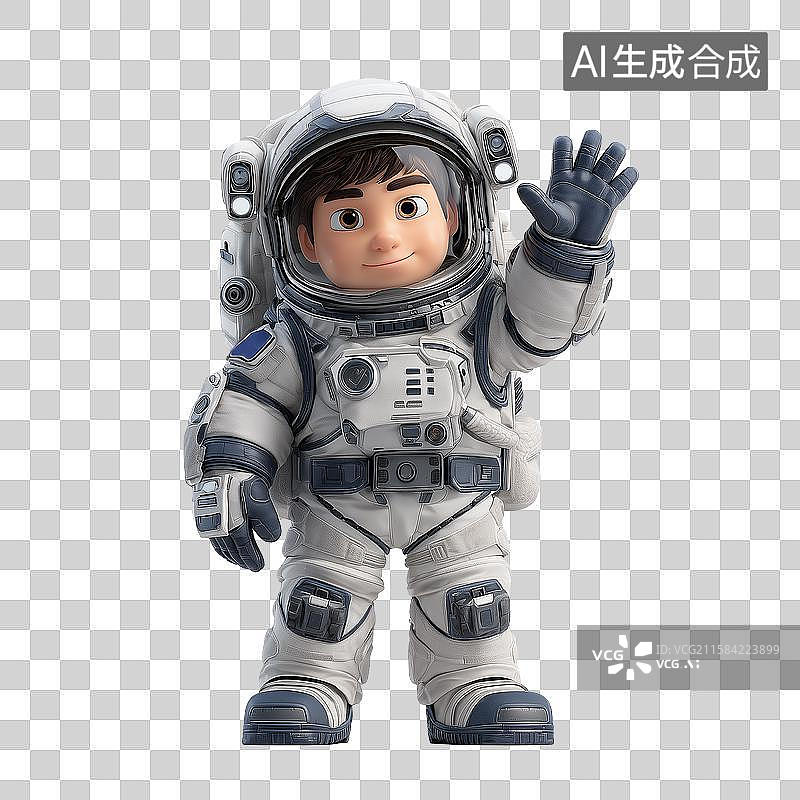 【AI数字艺术】穿着宇航服的宇航员出征挥手图片素材