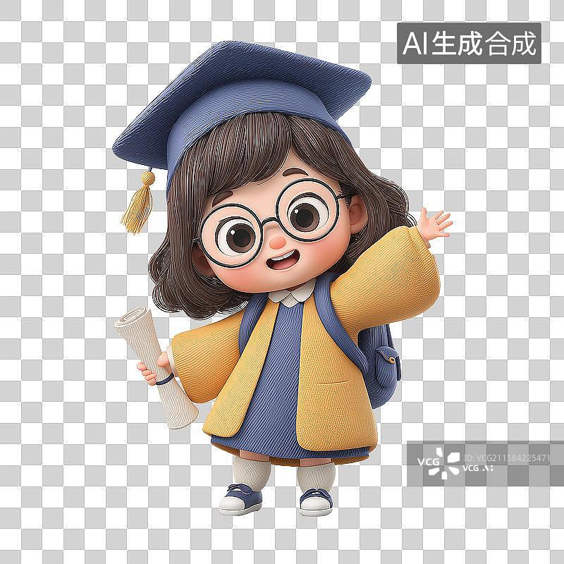 【AI数字艺术】女孩开心的拿着毕业证书图片素材