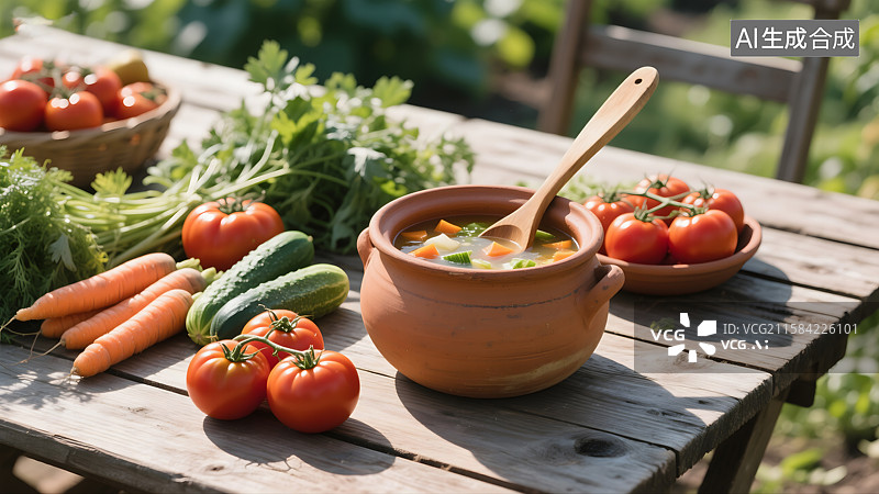 【AI数字艺术】一碗暖心的蔬菜汤图片素材