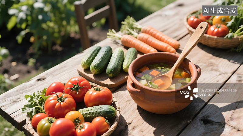 【AI数字艺术】一碗暖心的蔬菜汤图片素材