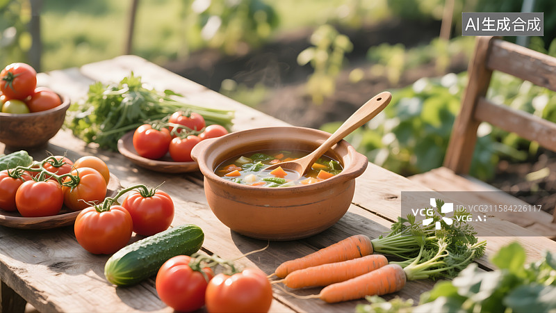 【AI数字艺术】一碗暖心的蔬菜汤图片素材
