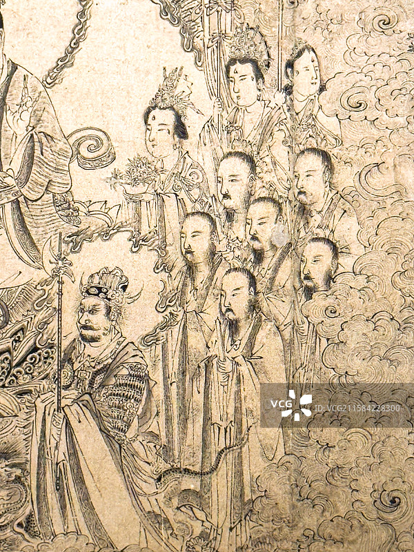 南宋 梁楷 白描道君像图卷 上海博物馆图片素材