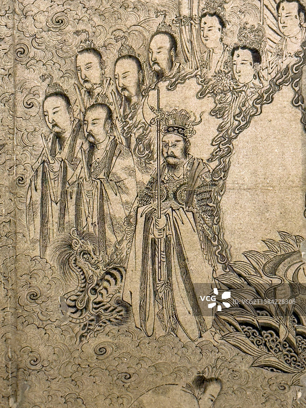 南宋 梁楷 白描道君像图卷 上海博物馆图片素材