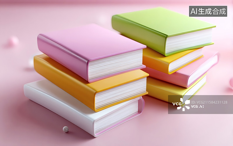 【AI数字艺术】一堆彩色卡通书本图片素材