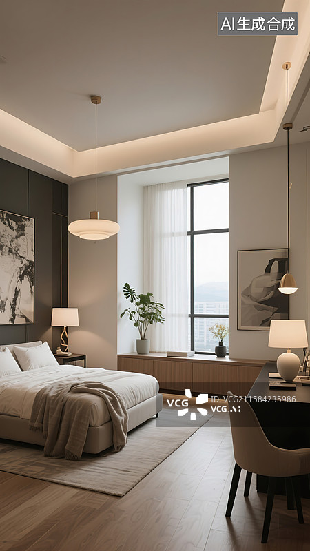 【AI数字艺术】现代简约卧室设计图片素材