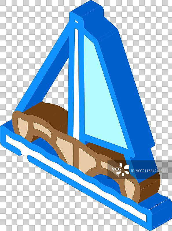三体帆船运动等距图标图片素材
