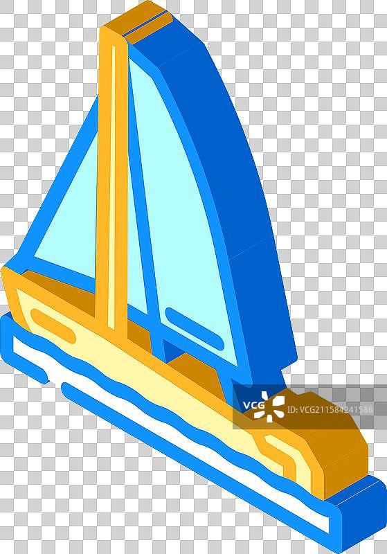 现代帆船运动的等距图标图片素材