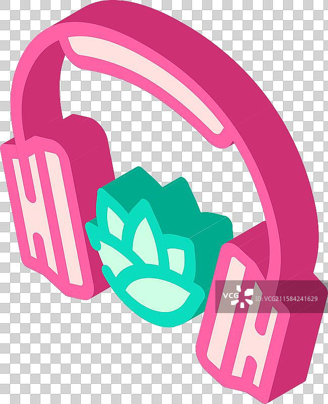 播放舒缓声音的耳塞等距图标图片素材