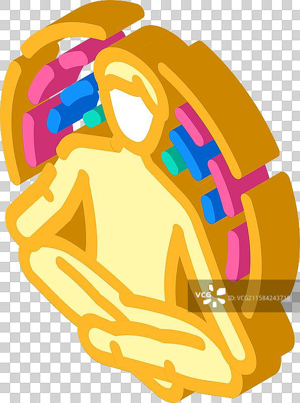 冥想姿势辐射波动等距图标图片素材