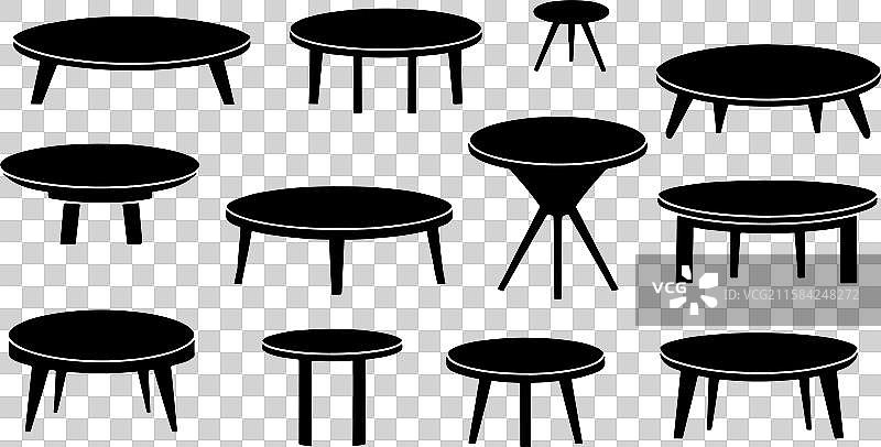 家居和办公室咖啡桌剪影图片素材