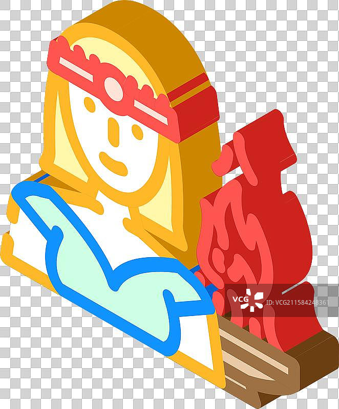 希斯提亚希腊女神古代等距图标图片素材