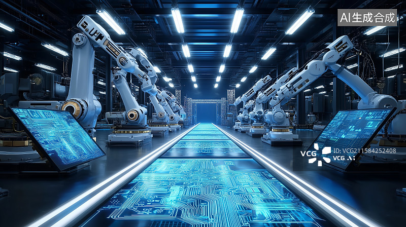 【AI数字艺术】科技感机械臂自动化图片素材