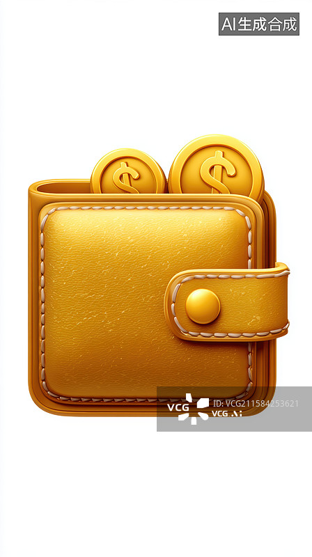 【AI数字艺术】金色钱包与硬币插图图片素材