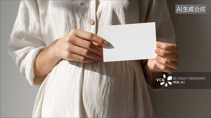 【AI数字艺术】孕妇手持空白卡片图片素材
