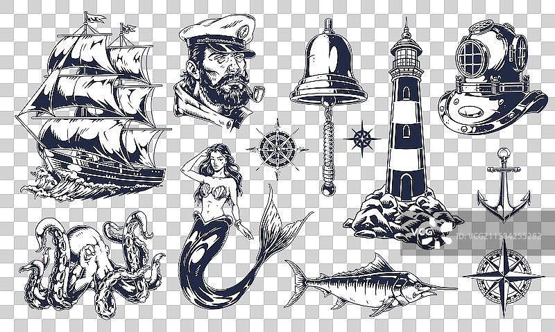 海洋元素的航海主题图片素材