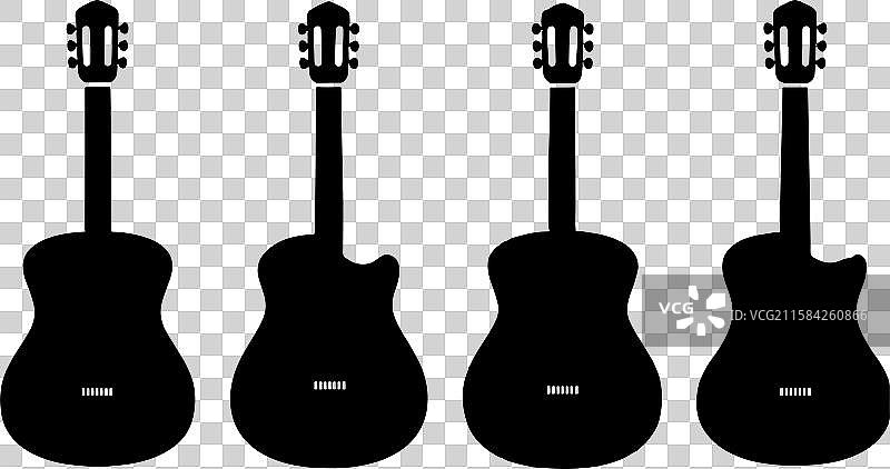 木吉他和贝斯的剪影图片素材