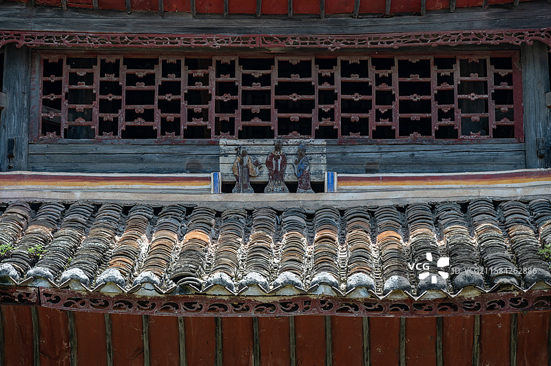 洞口古祠堂群 张氏宗祠  戏台 藻井彩绘图片素材