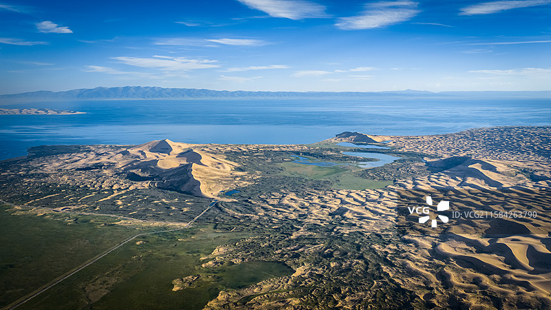 青海湖金沙湾和沙岛图片素材