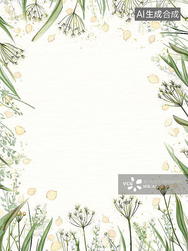 【AI数字艺术】春日法式蔷薇金箔边框图片素材