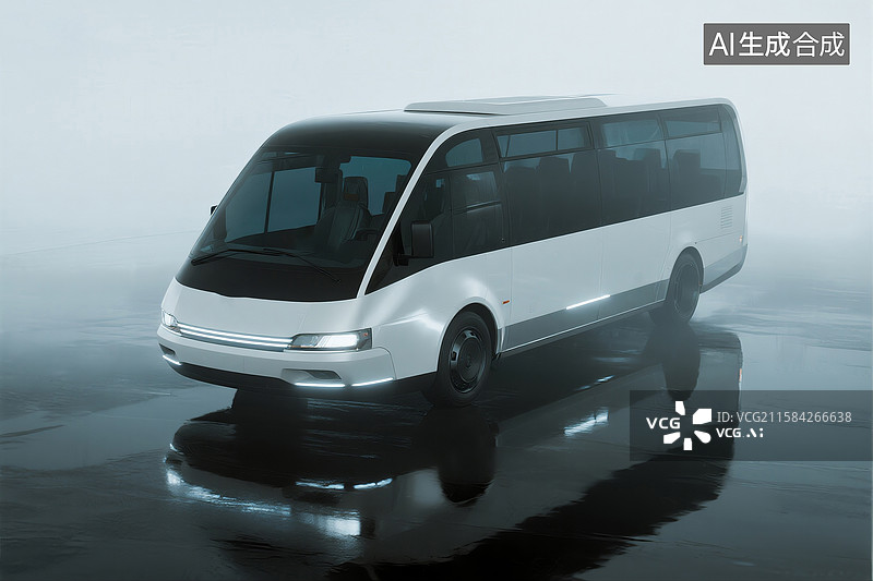 【AI数字艺术】未来科技无人新能源大巴车展示图片素材