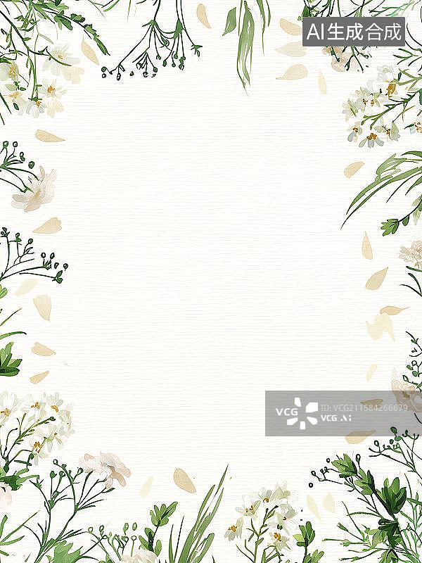 【AI数字艺术】春日法式蔷薇金箔边框图片素材